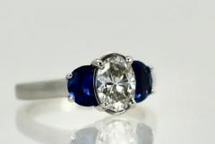 Diamond Ring with Half Moon Sapphire Sides 2 20 Carats - 3451436
