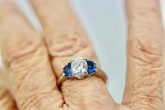 Diamond Ring with Half Moon Sapphire Sides 2 20 Carats - 3451457