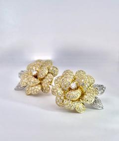 Diamond Rose Earrings Large Yellow Gold 14K - 3577665