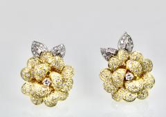 Diamond Rose Earrings Large Yellow Gold 14K - 3577666