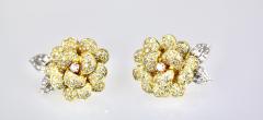 Diamond Rose Earrings Large Yellow Gold 14K - 3577669