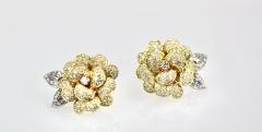 Diamond Rose Earrings Large Yellow Gold 14K - 3577671