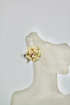 Diamond Rose Earrings Large Yellow Gold 14K - 3577672