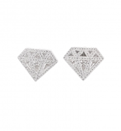 Diamond Shaped 2 CTTW Diamond Stud in 18K White Gold Earrings - 3648951