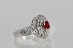 Diamond Target Ring 2 Carat Ruby Center 18 Karat - 3449057