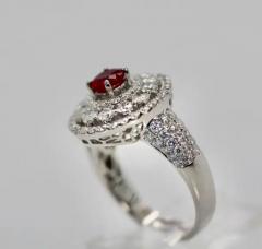 Diamond Target Ring 2 Carat Ruby Center 18 Karat - 3449069