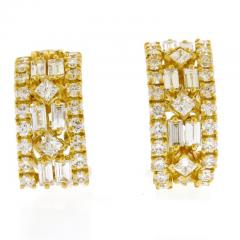 Diamond Wide Gold Hoop Earrings - 4632428