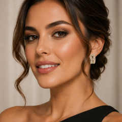 Diamond Wide Gold Hoop Earrings - 4632433