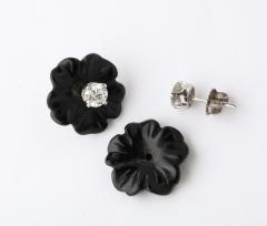 Diamond and Black Coral Earrings - 3964260