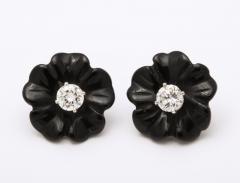 Diamond and Black Coral Earrings - 3964261