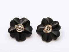 Diamond and Black Coral Earrings - 3964263