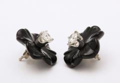 Diamond and Black Coral Earrings - 3964264