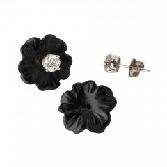 Diamond and Black Coral Earrings - 4015417