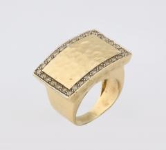 Diamond and Hand Hammered Gold Ring - 566573