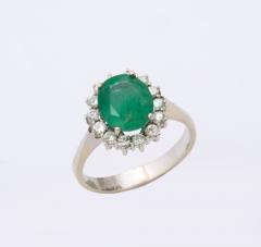 Diamond and Natural Emerald Gold Ring - 2838084