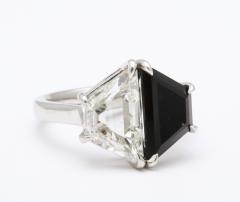 Diamond and Onyx Trapezoid Platinum Ring - 1118028