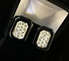 Diamond and Onyx platinum and 18k earrings - 1790547