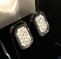 Diamond and Onyx platinum and 18k earrings - 1790548