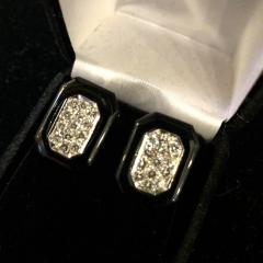 Diamond and Onyx platinum and 18k earrings - 1790550