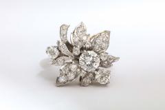 Diamond and Platinum Flower Ring - 2327082