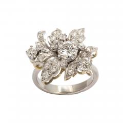 Diamond and Platinum Flower Ring - 2327585