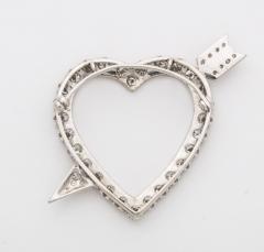 Diamond and Platinum Heart with Arrow Pendant Pin - 770878