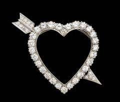 Diamond and Platinum Heart with Arrow Pendant Pin - 770880