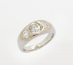 Diamond and White Gold and Gold Gypsy Ring - 3529230