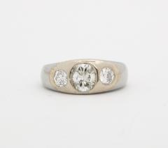 Diamond and White Gold and Gold Gypsy Ring - 3529233