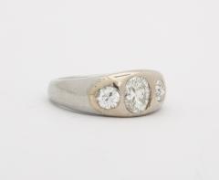 Diamond and White Gold and Gold Gypsy Ring - 3529234