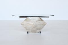 Diamond shaped coffee table in travertine mid century Italy 1960 - 3682265