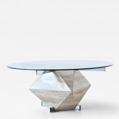 Diamond shaped coffee table in travertine mid century Italy 1960 - 3683338