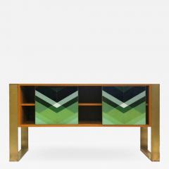 Diana Gra a Mid Century Modern Style Colored Glass and Solid Wood Italian Sideboard - 1050109