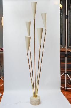 Diego Mardegan Travertine and Brass Midcentury Style Floor Lamp by Diego Mardegan - 4715832