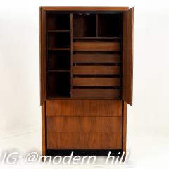 Dillingham Mid Century Book Matched Walnut Armoire Gentlemans Chest - 2574622