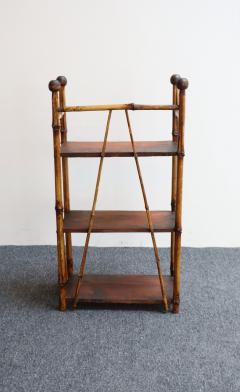 Diminutive Antique Aesthestic Movement Bamboo Three Tier Shelf Etagere Bookcase - 4365614
