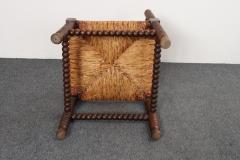 Diminutive Antique French 19th Century Bobbin Corner Chair with Rush Seat - 4611087