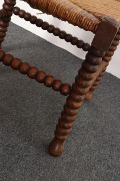 Diminutive Antique French 19th Century Bobbin Corner Chair with Rush Seat - 4611090