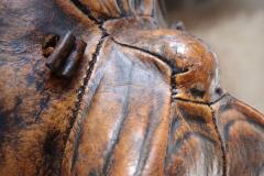 Dimitri Omersa Vintage Leather Bulldog Footstool by Dimitri Omersa for Abercrombie and Fitch - 4308306