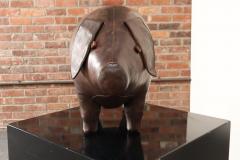 Dimitri Omersa Vintage Leather Pig Footstool by Dimitri Omersa for Abercrombie and Fitch - 4581246