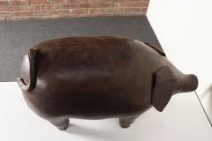 Dimitri Omersa Vintage Leather Pig Footstool by Dimitri Omersa for Abercrombie and Fitch - 4581247
