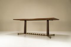 Dining Table in Mahogany Rosewood and Brushed Brass Italy 1960s - 3065796