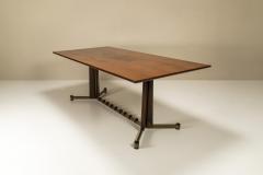 Dining Table in Mahogany Rosewood and Brushed Brass Italy 1960s - 3065798