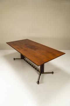 Dining Table in Mahogany Rosewood and Brushed Brass Italy 1960s - 3065799