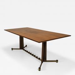 Dining Table in Mahogany Rosewood and Brushed Brass Italy 1960s - 3068301