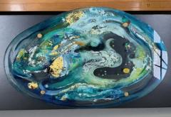 Dino Martens Dino Martens Aurelia Art Glass Charger Ethereal Design of Gold Silver Leaf - 2478466