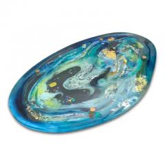 Dino Martens Dino Martens Aurelia Art Glass Charger Ethereal Design of Gold Silver Leaf - 2478495