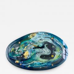 Dino Martens Dino Martens Aurelia Art Glass Charger Ethereal Design of Gold Silver Leaf - 2482718