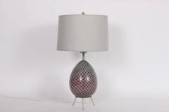 Dino Martens Dino Martens for Aureliano Toso Cranberry Twist Table Lamp on Tripod Base - 1583106