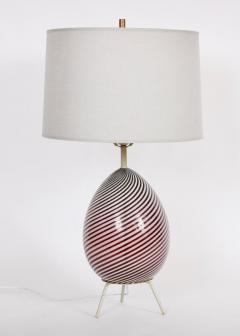 Dino Martens Dino Martens for Aureliano Toso Cranberry Twist Table Lamp on Tripod Base - 1583120